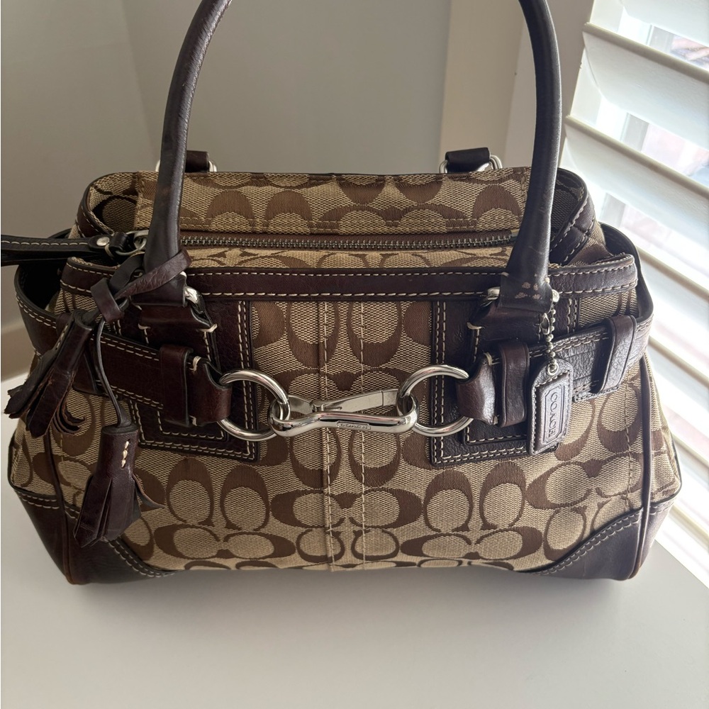 Coach Brown Satchel with Signature Design
